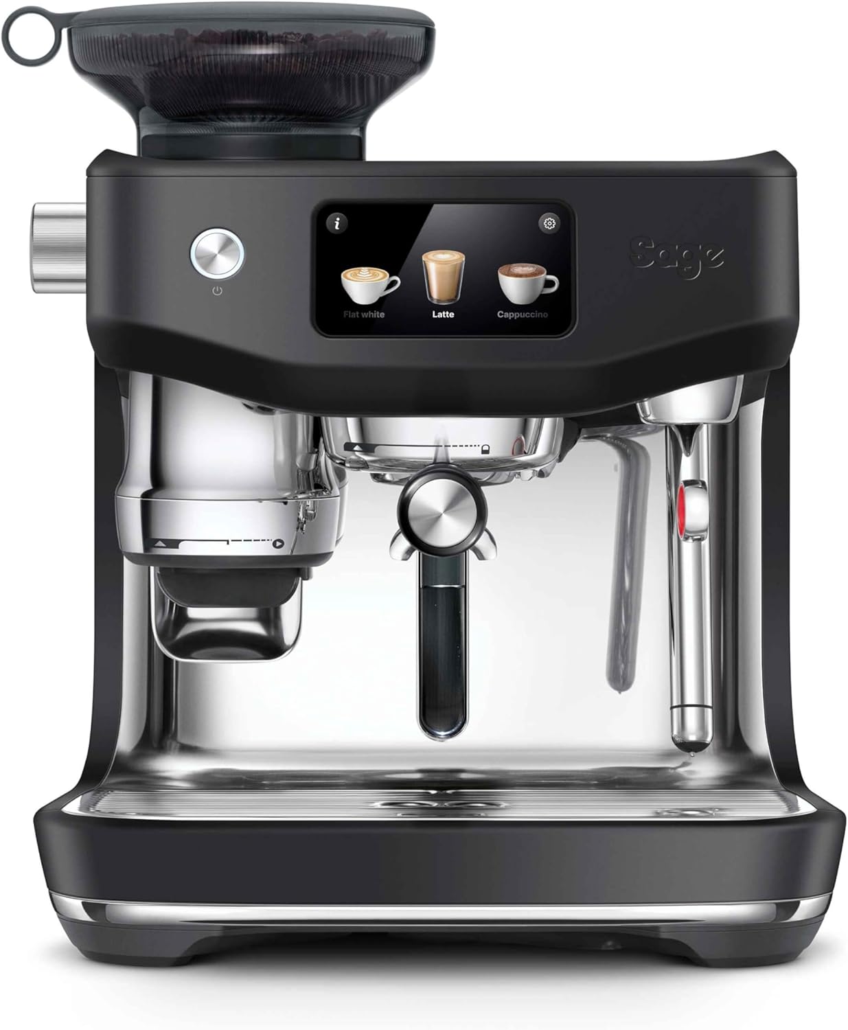 Sage Machine Expresso à Porte-Filtre, 1600W, 14 Programmes, The Oracle Jet, Moulin Intégré, Mousseur à Lait Manuel & Automatique, Knock Box Inclus