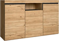 Buffet, 140 x 40 x 81 cm – Skraut Home, Meuble d'Entrée à 3 Portes, Finition Couleur Chêne/Noir, Modèle Naturale, Style Nordique, Mélamine