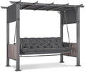 balançoire Hollywood 3 Places avec Fonction lit et pavillon de Jardin, Coussin d'assise Extra épais de 8 cm et Crochets Silencieux 4067 – M MCombo