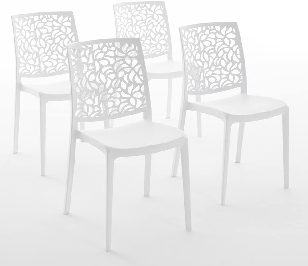 Chaise, Chaises en résine avec Fibre de Verre empilables pour intérieur/Cuisine/Salle à Manger et, 4 Chaises, Blanc – SIEDITI FUORI E DENTRO