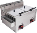 Friteuse à gaz commerciale réservoir d'assaisonnement en acier inoxydable, Professionnelle 10L x 2 – DJXLMN, Argent/Rouge/Noir, cuisson efficace