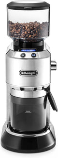 Moulin électriques à meules, écran LCD 2, 1 pouces avec fonction arôme, moulin à cône en acier inoxydable – De'Longhi, Argent/Noir