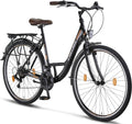 Vélo de ville, Dérailleur 21 vitesses, Vélo pour filles – Chillaxx, Noir/Marron, Bike Strada City Bike de 26 et 28', garçons