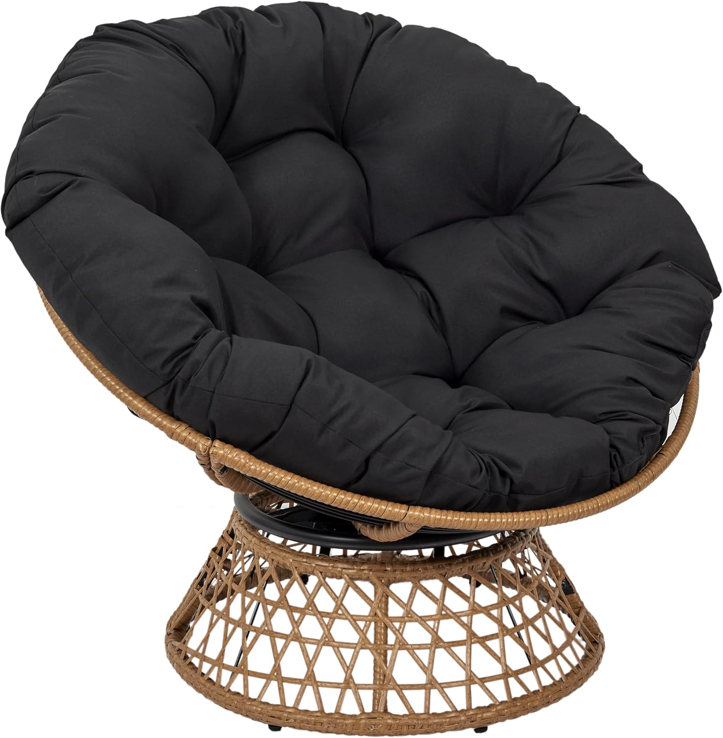 HD7235 Fauteuil Pivotant Extérieur 1 Place, 87x98x82 cm, Mobilier Jardin Balcon Terrasse – HOME DECO FACTORY, Chaise Relax Ronde 360°, Noir