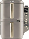 Friteuse sans huile, air fryer vertical à double tiroir avec 4 niveaux de cuisson – NINJA, Gris/Doré, capacité de 9, 5 L, 6 modes de cuisson