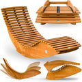 Bain de Soleil pour Sauna intérieur Exterieur, Transat de Jardin Pliable, Charge 160kg, ® Chaise Longue à Bascule en Bois d'acacia certifié FSC®