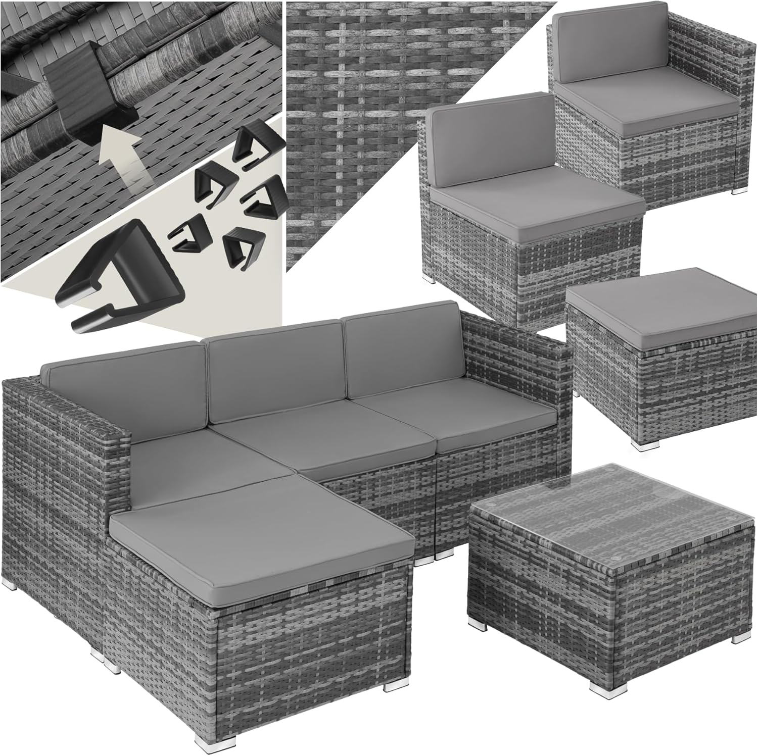 tectake, Mobilier de Jardin pour Amenagement Balcon Terrasse, Gris