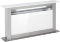 KLARSTEIN Royal Flush Eco Hotte aspirante 60 cm, 576 m3/h, éclairage LED, acier inoxydable & verre, Argent/Blanc, Touch-To-Slide