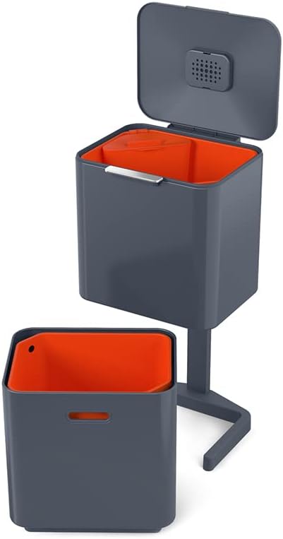 Joseph Joseph, Poubelle de cuisine pour le tri et le recyclage des déchets, avec composteur intégré et filtre à charbon actif remplaçable