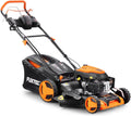 Fuxtec 4en1 Tondeuse Thermique Démarrage Électrique FX-RM5196eS, Largeur de Coupe 51cm, Noir/Orange, 60L Bac de ramassage