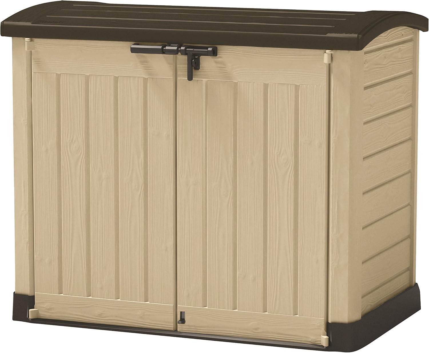 Keter M291820, Abri pour poubelles, M291820 Store It Arc 120 Boîte de rangement d'extérieur en résine, Beige/Marron