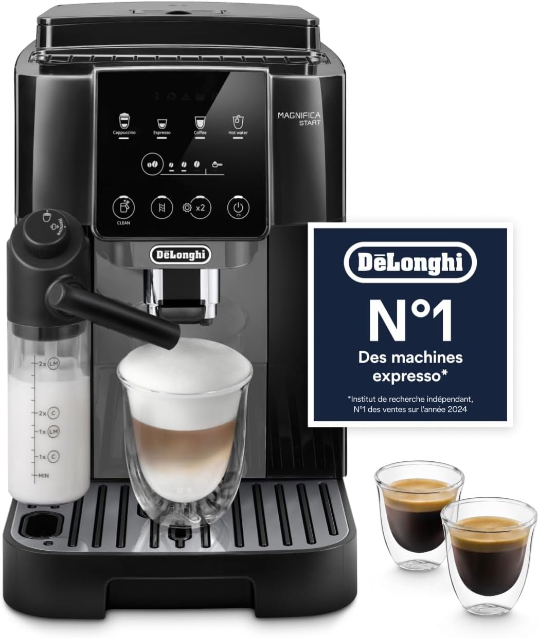 De'Longhi ECAM222 Perfetto Machine à Café Automatique avec LatteCrema Mousseur à Lait, 4 Boissons Enregistrées, Noir/Gris, ECAM222.60.BG