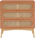 Commode SIXTINE Terracotta et cannage rotin 3 tiroirs, Terracotta/Beige – BAÏTA