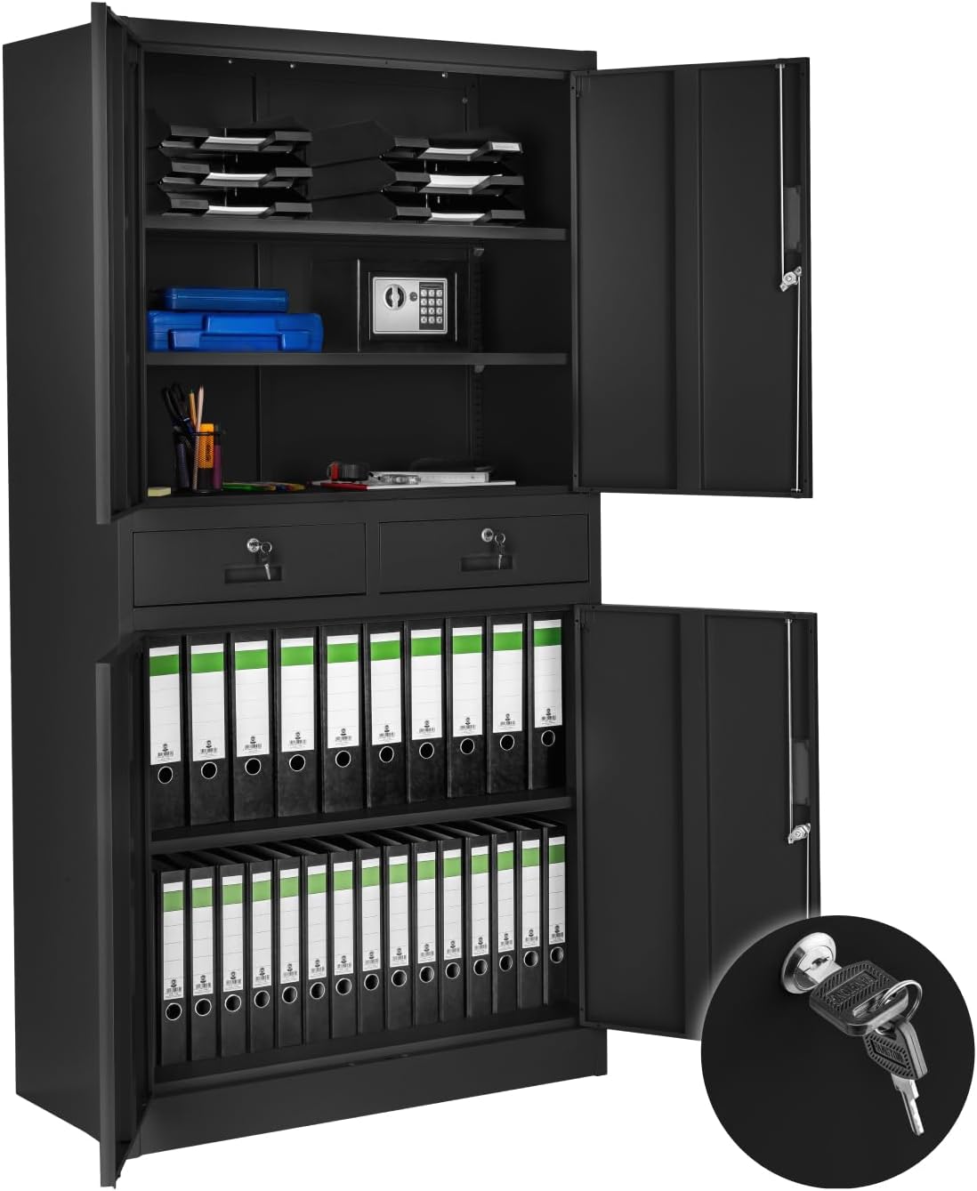 Armoire, 80 x 40 x 180 cm, Noir – tectake