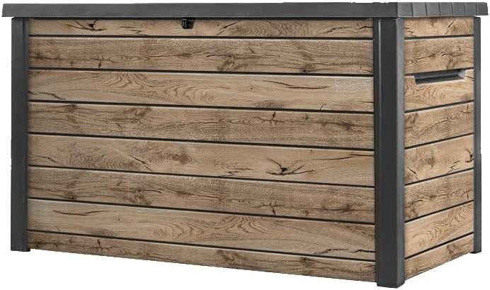 Keter, Coffre de jardin Signature 870L, Bois/Marron/Noir, Aspect bois Douglas