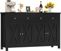 Buffet de cuisine, Buffet Cuisine Meuble de Cuisine Rangement Buffet avec 4 Portes 2 Tiroirs Étagères, Noir – FirFurd