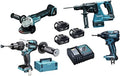 Makita DGA504 DHP481 Combopack 4 outils 18V, 3x5, 0 Ah, Noir/Bleu/Argent, DGA504 + DHP481 + DTD154 + DHR243, MAKITA DLX4050TJ, en MAKPAC