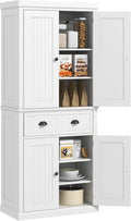 Armoire de Cuisine Buffet Cuisine Style Moderne vaisselier avec placards à Portes, 76, 2 x 40, 2 x 183 cm – HOMCOM, Blanc, Salon