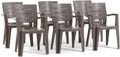 chaises d'extérieur et de Jardin empilables en résine Effet Bois avec accoudoirs – RATTATAN, Gris Tourterelle, Anita