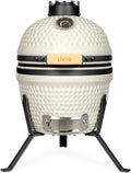 Livoo DOC330, Barbecue fumoir Kamado DOC330, ø27 cm de Cuisson, Blanc/Noir, Déflecteur de Chaleur ø16 cm, Corps en Argile réfractaire