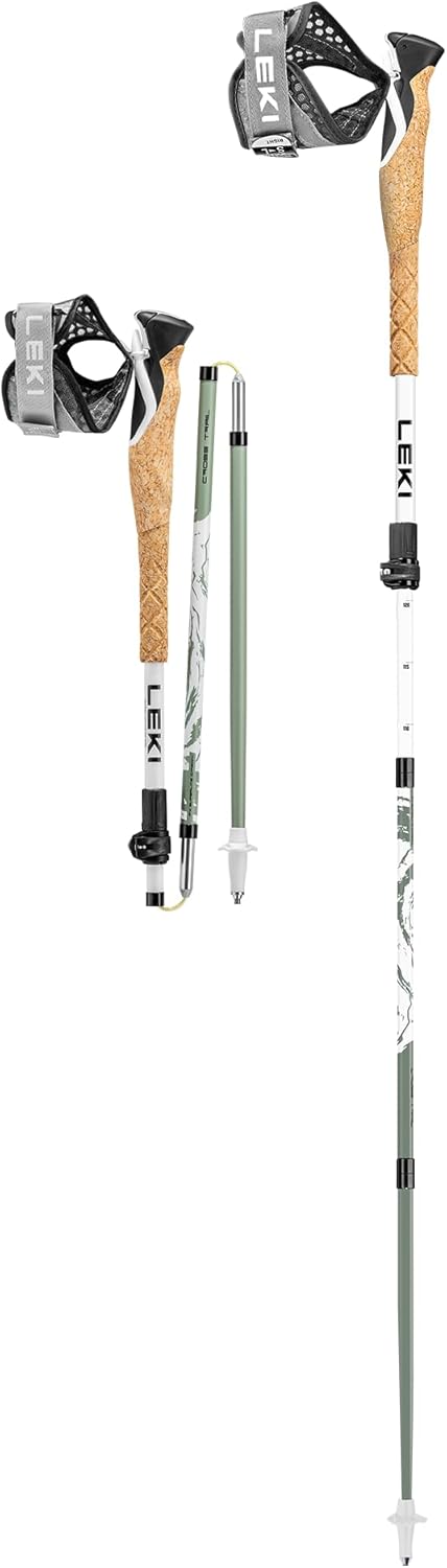 LEKI, Bâton de randonnée, Cross Trail FX Superlite Cinnamon, Blanc/Vert/Marron