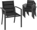 Chaises De Jardin Set De 6, Chaise De Salle À Manger Empilable en Aluminium, Fauteuil Jardin, Noir/Gris Foncé – Devoko, Gris Foncé, Piscine