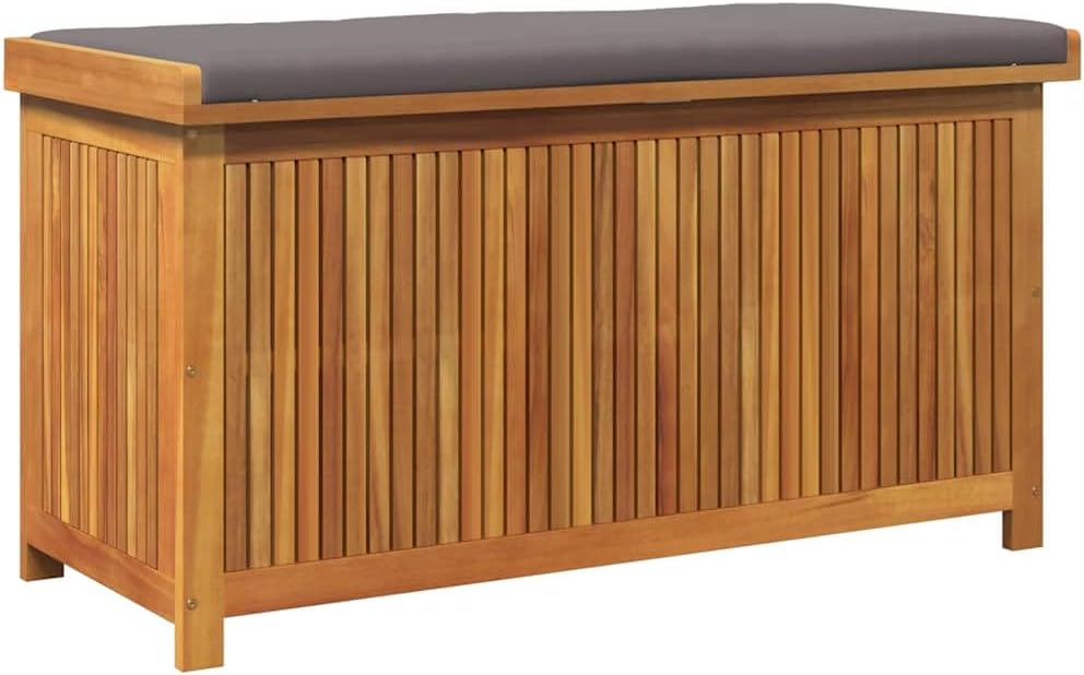 Conteneur, Boîte à Coussins d'extérieur 113x50x60, 5cm Bois Massif d'acacia – vidaXL, Marron/Gris, boîte de Rangement