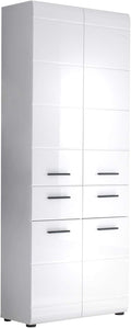 Meuble colonnes, Armoire Haute de Salle de Bain Schrank Skin 60 x 182 x 31 cm en Blanc Brillant avec, Blanc – trendteam smart living