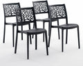 Lot de 4 chaises de jardin Flora empilables en résine renforcée de fibre de verre, anthracite – SIEDITI FUORI E DENTRO