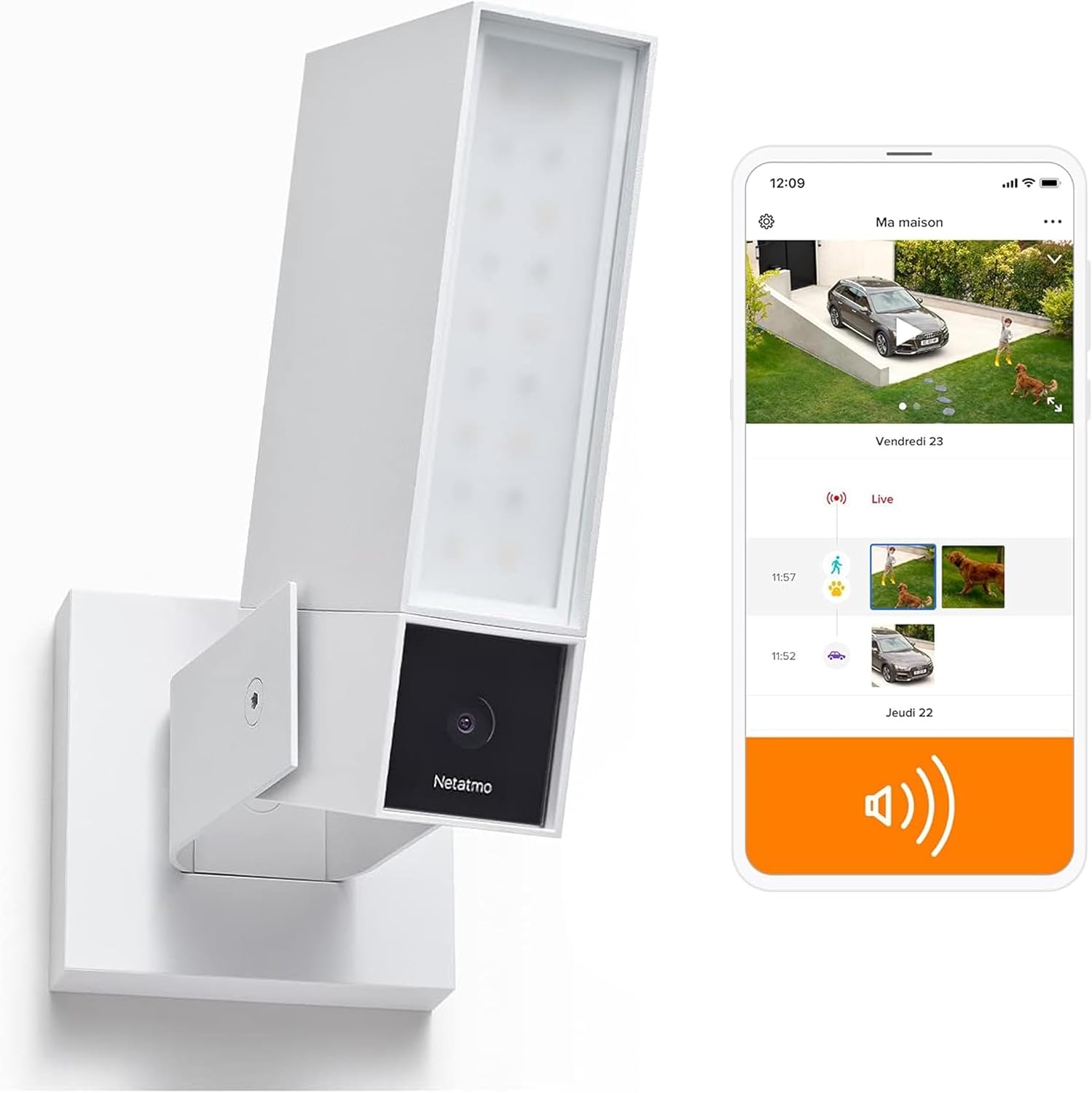 Caméra statiques, WIFI – Netatmo, NOC-S-W-FR, Eclairage Intégré, Détection Des Mouvements, Vision Nocturne, Aucun Abonnement