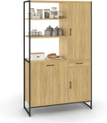 IDMarket, Buffet de cuisine, Buffet de Cuisine avec Colonne de Rangement 100 CM Detroit 3 Portes + tiroir Design, Bois/Noir