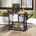 GOPLUS, Desserte Glacière Bar Roulante, Chariot Jardin Exterieur roulettes avec 2 Plan Étendu Grande Capacité 91 L, Gris/Noir, 83 x 50 x 85 CM
