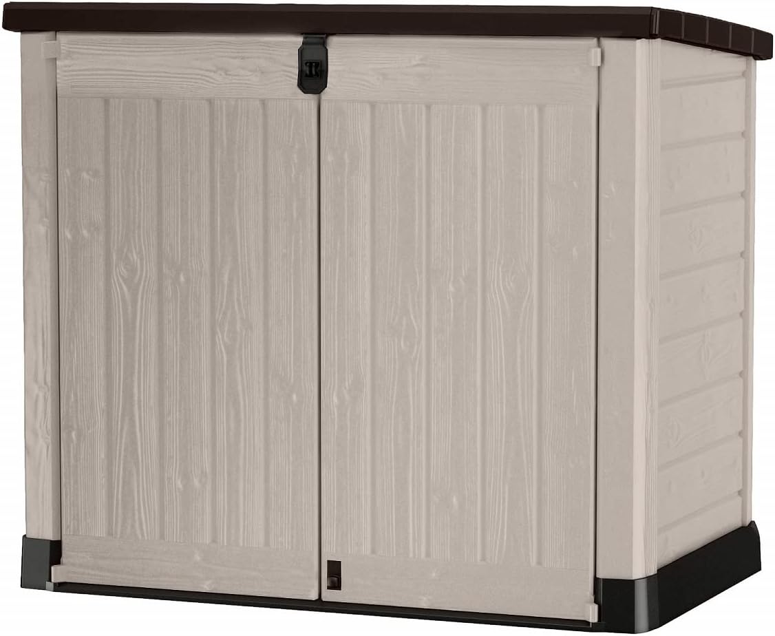 Keter, Abri Horizontal Range Poubelle SIO Pro, 1200 litres, Beige/Marron, Beige