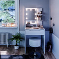 Coiffeuse Ruben, 60cm avec éclairage LED et Tabouret, idéal pour Les Petites pièces – Vicco, Blanc, Compact et Peu encombrant