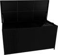 Coffre de rangement jardin 700 L en polyrotin noir, doublure imperméable zippée, roulettes et vérins à gaz – Monster Shop