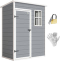 Abri de jardin, dim. 151L x 92l x 193H cm – Outsunny, Gris/Blanc, Gris, Porte verrouillable, aération et fenêtre, Plastique