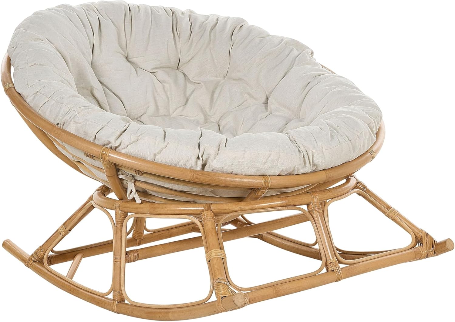 Fauteuil à Bascule Rond en Rotin Ton Naturel et Beige Clair Empilable Orvieto, Beige Clair/Naturel – Beliani