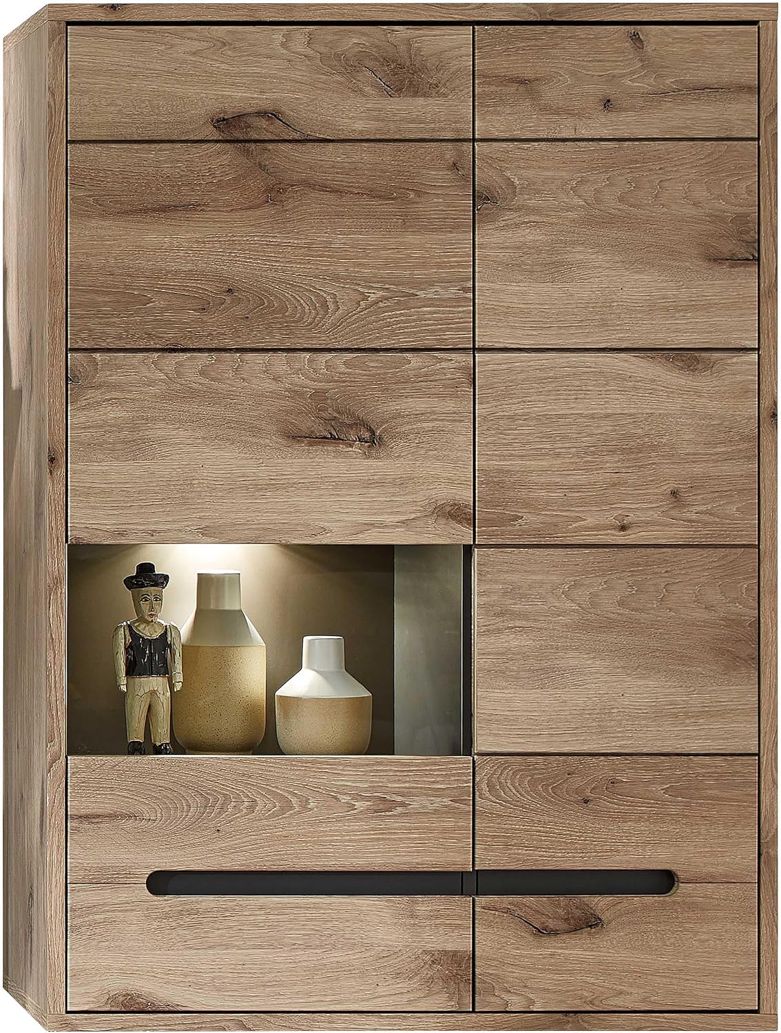 Armoire, 90 x 126 x 38 cm, Vitrine Moderne avec éclairage LED et Beaucoup d'espace de Rangement – Stella Trading, l x H x P