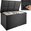 Coffre de rangement, Coffre à Coussins 750 L en Aluminium Polyrotin 145 x 82, 5 x 79, 5 cm, Poignées pour Rangement des Outils de Jardin