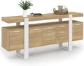 Buffet 180 cm Phoenix XXL 4 Portes avec 3 tiroirs Bois et Blanc, Bois/Blanc – IDMarket