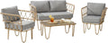 Salon de jardin, Acier et résine tressée – Outsunny, Gris Clair/Beige, Gris Clair