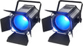 200W COB LED Par Projecteur RGBWA + UV avec Blanc chaud/froid et volets réglables, 2 pièces – Erreyht, Noir/Bleu