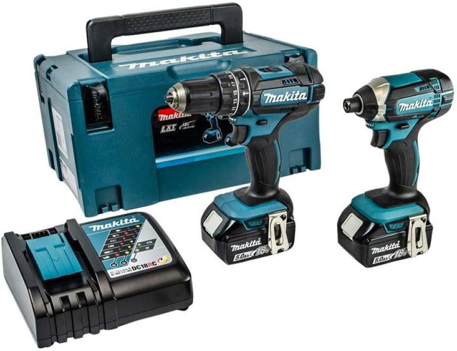 Makita DHP482 DTD152 Combopack 2 outils 18V perceuse DHP482 et visseuse DTD152, 2x5, 0 Ah, Bleu/Noir, - MAKITA DLX2131TJ