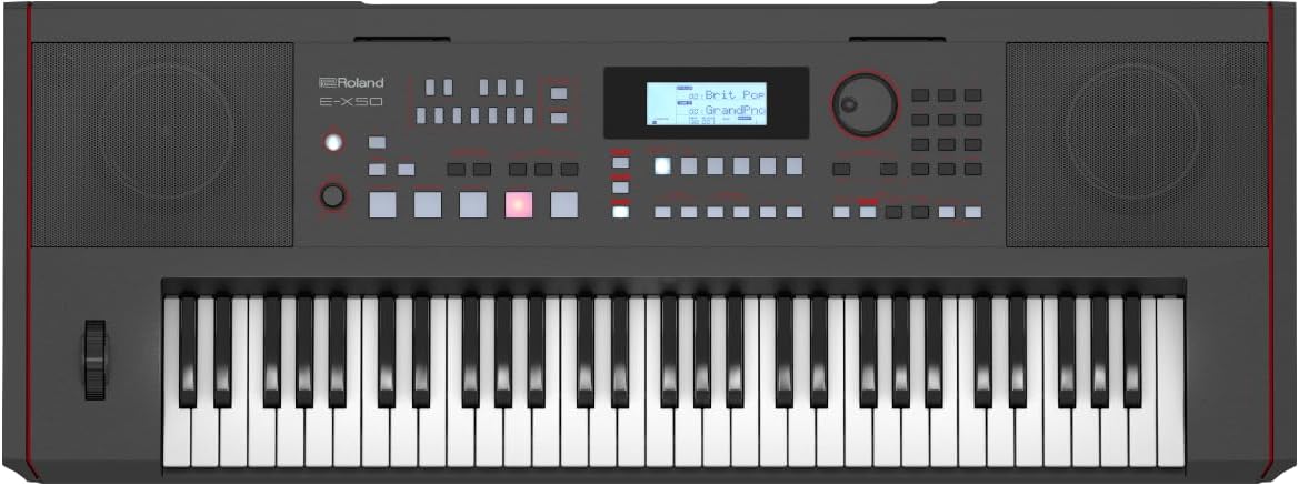 Roland E-X50, Clavier arrangeur électronique E-X50 Roland, Bluetooth, Noir/Blanc, Facile d'utilisation, Haut-parleurs stéréo, Entrée micro