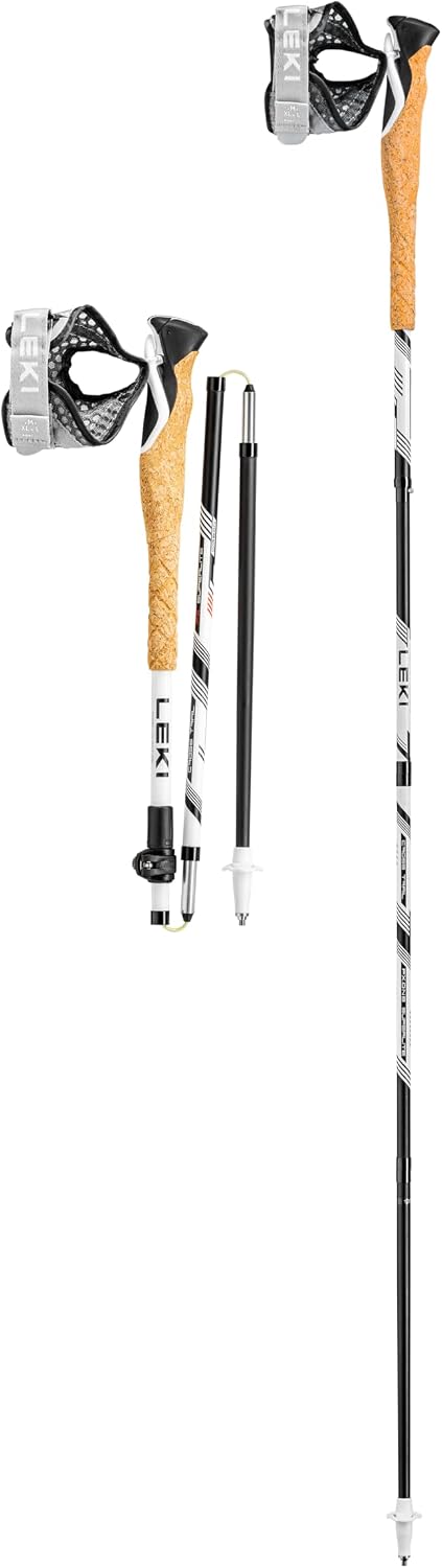 LEKI, Bâton de randonnée, Cross Trail FX Superlite Bâtons 110-130 cm, Noir/Blanc/Marron