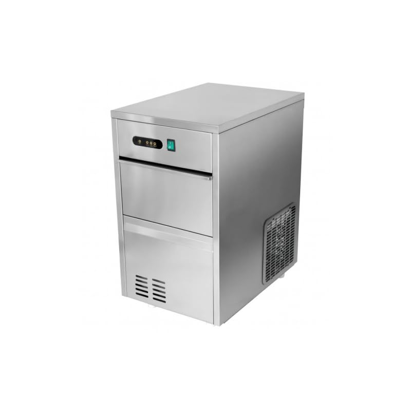 Machine à Glaçons Creux Professionnelle 50 kg/24h, Réserve 7 kg, Argent, R290, Inox, Commande Digitale