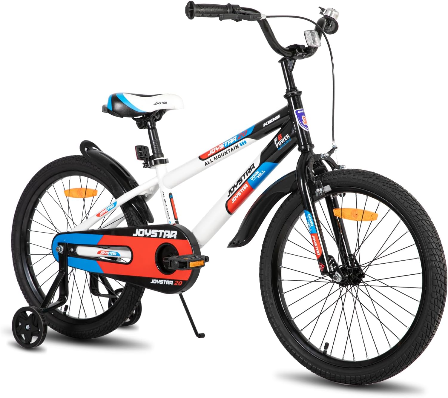 JOYSTAR, VTC, vélo garçon de 12/14/16/20 Pouces avec stabilisateurs, Noir/Blanc/Rouge/Bleu