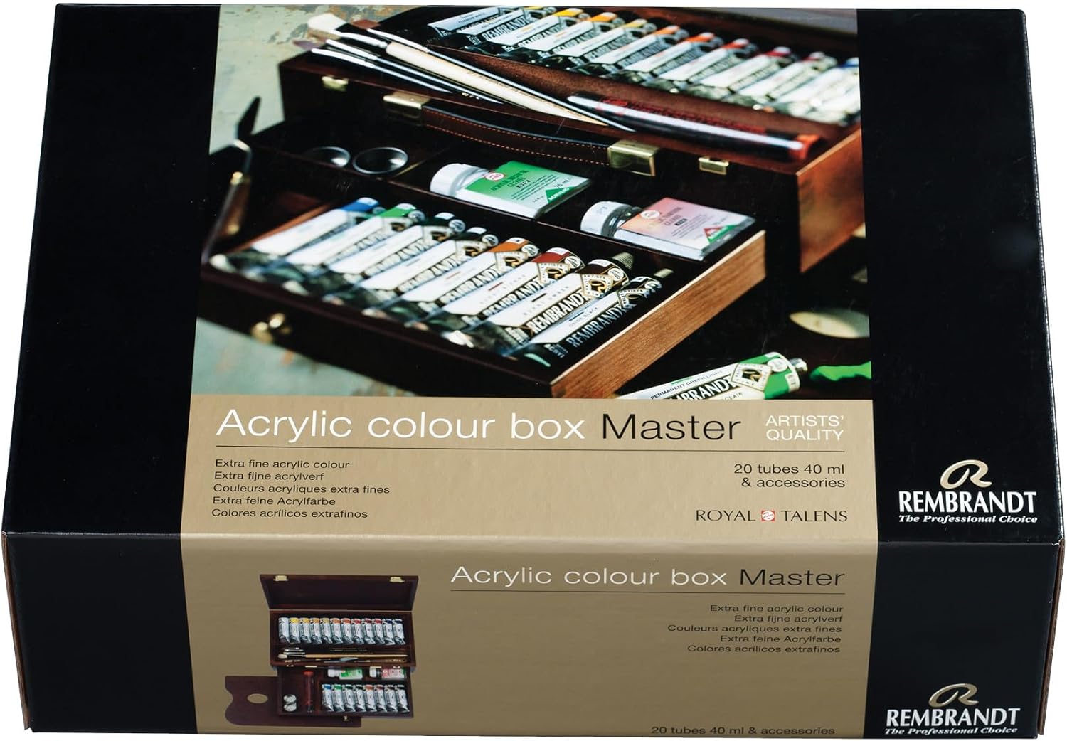 Peinture, 40 ml – Rembrandt, Noir/Marron, 20 Tubes, + Pinceaux et accessoires