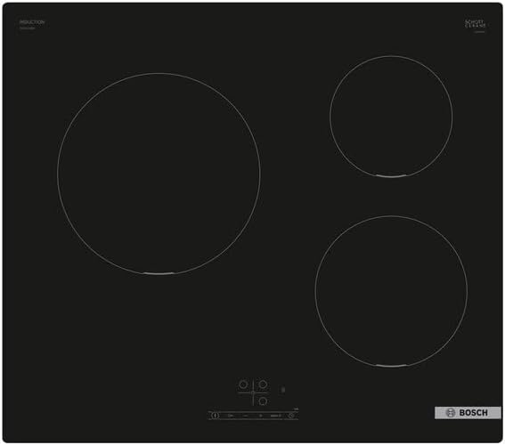 Bosch PUC611BB5E Plaque à Induction, 60 cm, Puissance 4600 W, PUC611BB5E- Série 4, 3 Feux, Noir