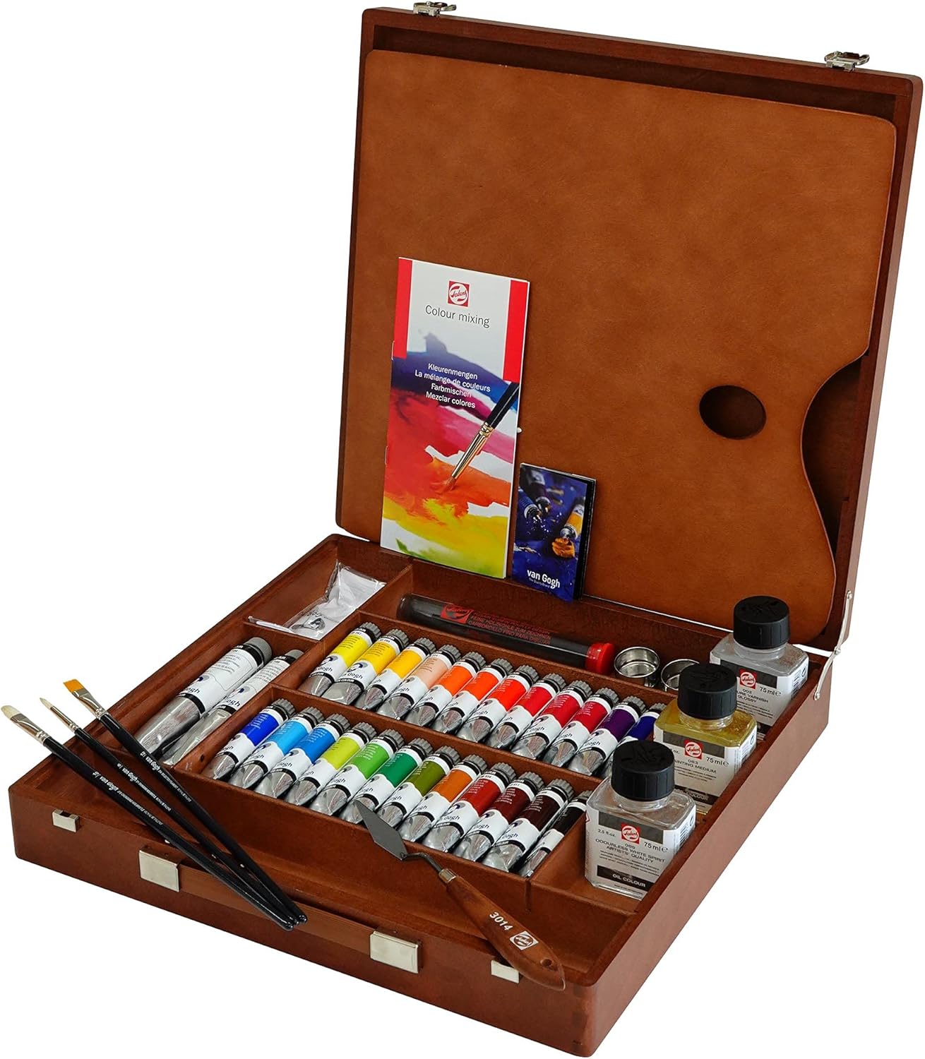 Peinture, 24x20ml Tubes + 2x60ml Tubes + Accessoires, Coffret bois Expert Set – Vangogh, Marron
